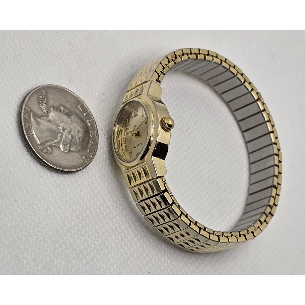 Women's Advance Quartz Oval Gold Tone Dial Case Expansion Band Watch 04 - Picture 6 of 8